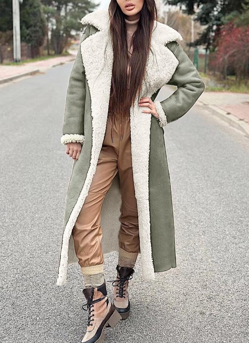 Women's Winter Outerwear Faux Fur Casual Plain Long Shawl Collar Overcoat