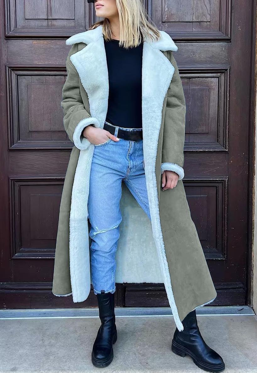 Women's Winter Outerwear Faux Fur Casual Plain Long Shawl Collar Overcoat