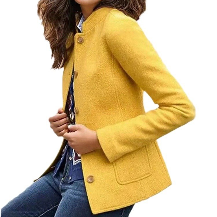 Women's Spring/Fall Outerwear Vintage Plain Long Sleeve Mock Neck Jacket