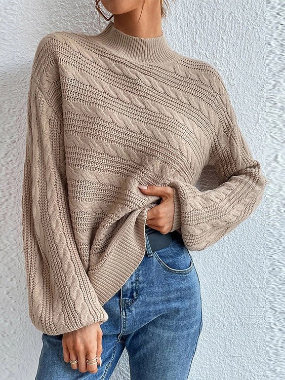 Women's Spring/Fall Plain Casual Long Sleeve Crew Neck Wool/Knitting Sweater