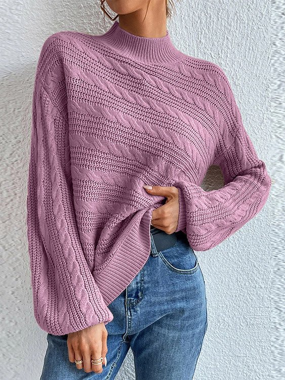 Women's Spring/Fall Plain Casual Long Sleeve Crew Neck Wool/Knitting Sweater