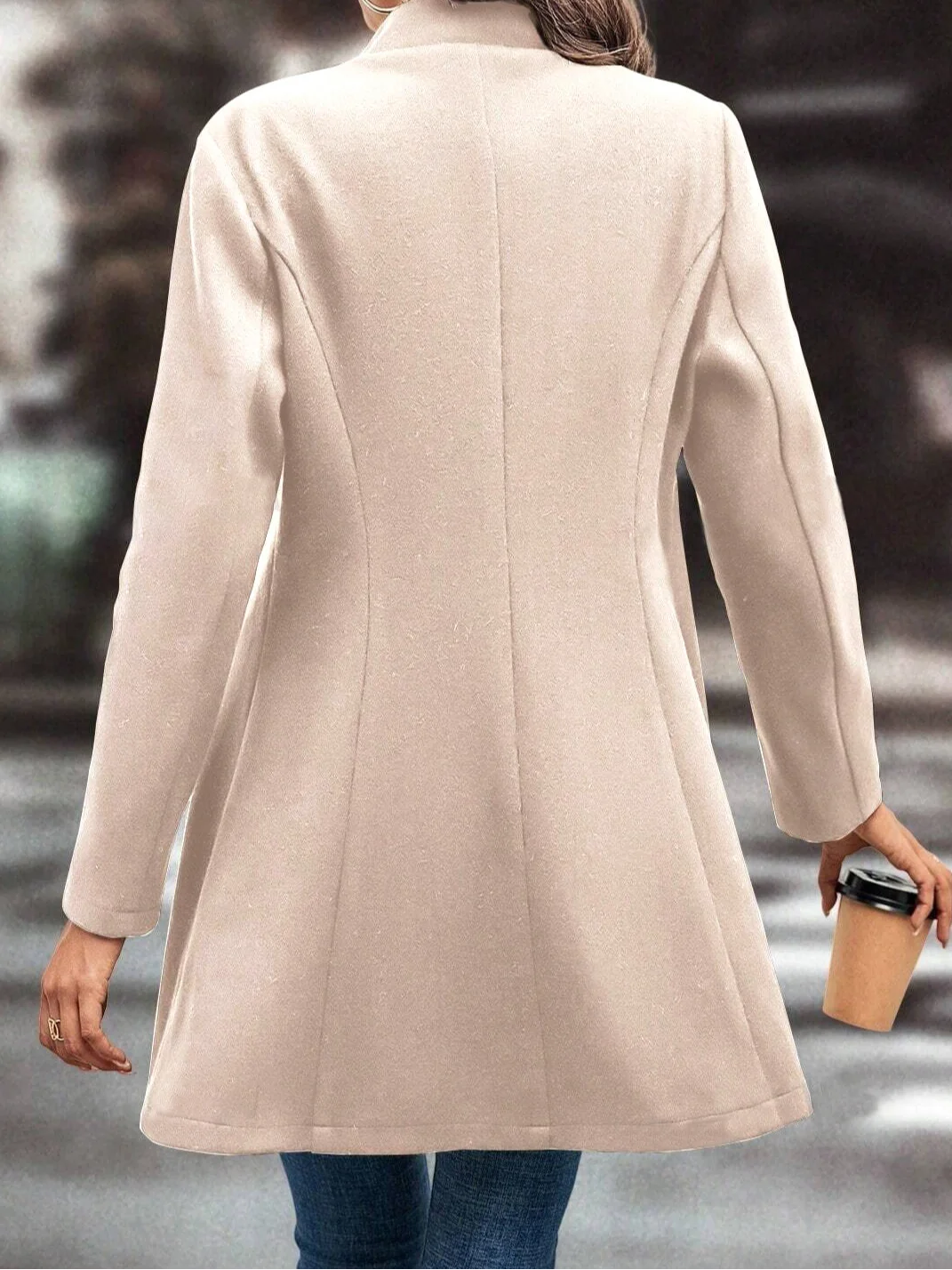 Women's Winter Outerwear Casual Plain Mid-long Shawl Collar Overcoat