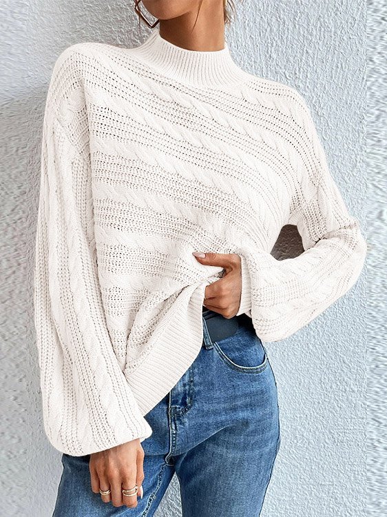 Women's Spring/Fall Plain Casual Long Sleeve Crew Neck Wool/Knitting Sweater