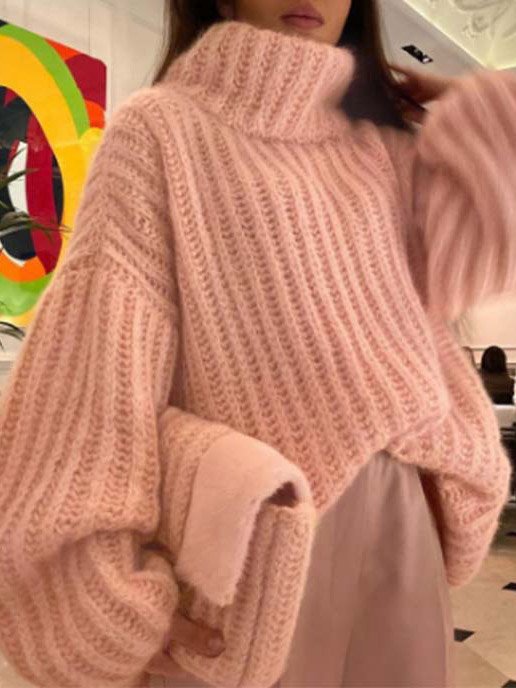 Women's Spring/Fall Plain Casual Long Sleeve Turtleneck Wool/Knitting Sweater