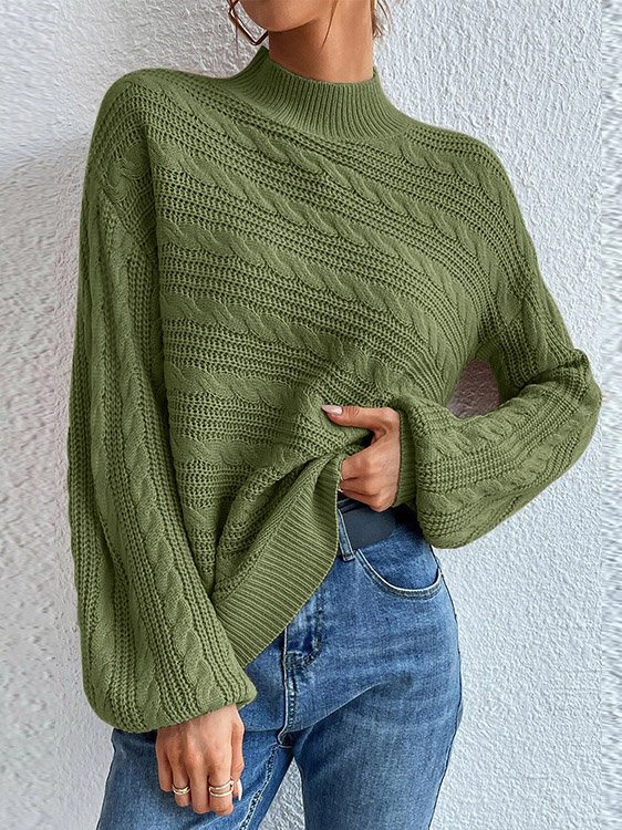 Women's Spring/Fall Plain Casual Long Sleeve Crew Neck Wool/Knitting Sweater