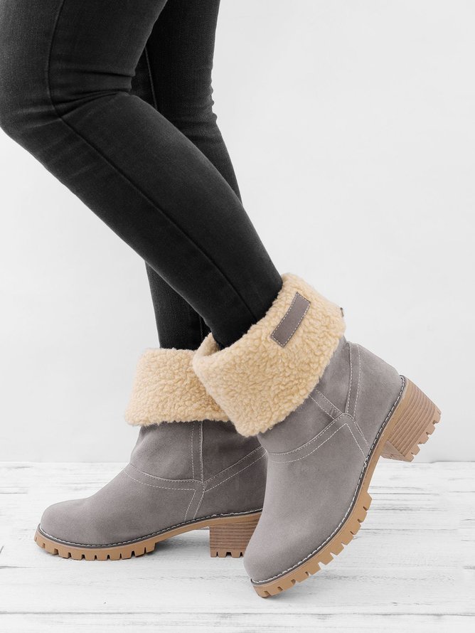 Plain Winter Cowhide Leather Casual Cotton-Padded Boots