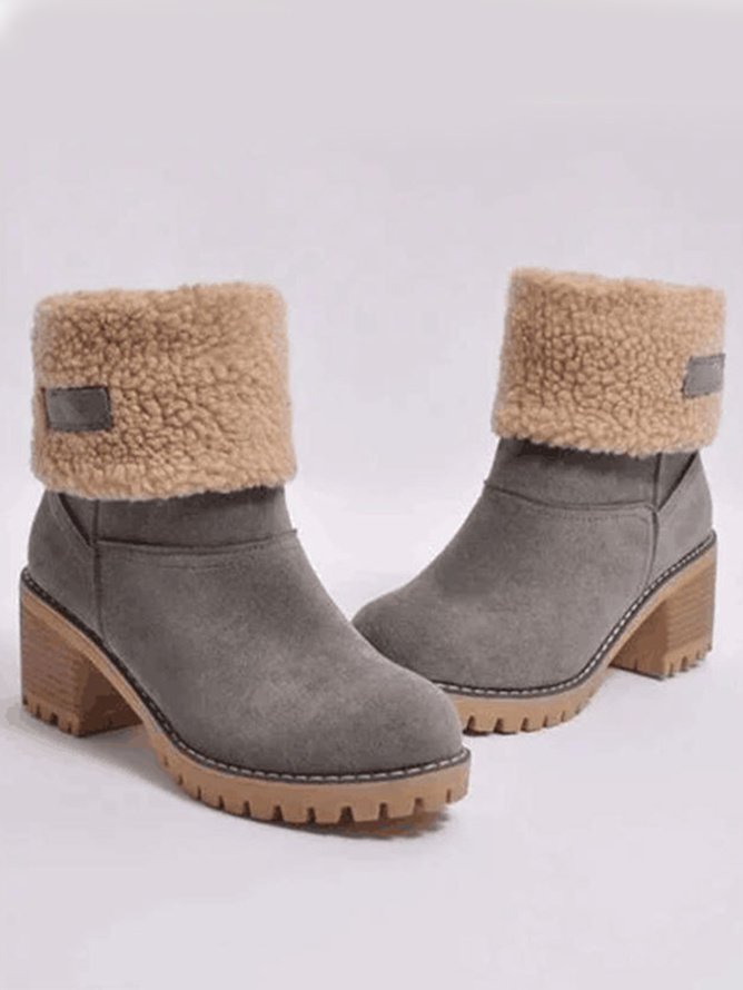 Plain Winter Cowhide Leather Casual Cotton-Padded Boots