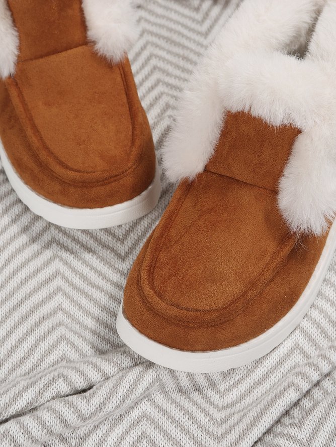 Simple Winter Plain Faux Suede Cotton-Padded Boots