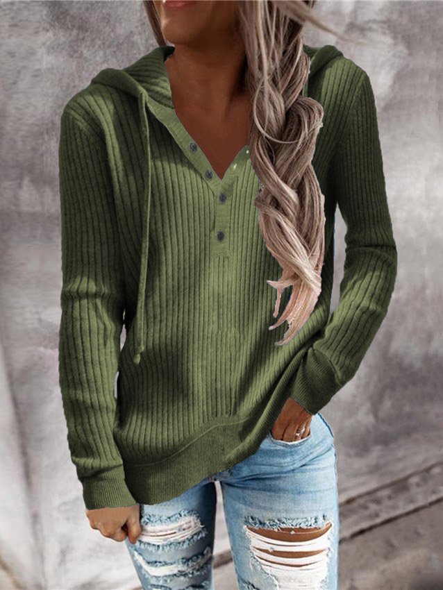 Women's Spring/Fall Plain Casual Long Sleeve Hoodie Wool/Knitting Sweater