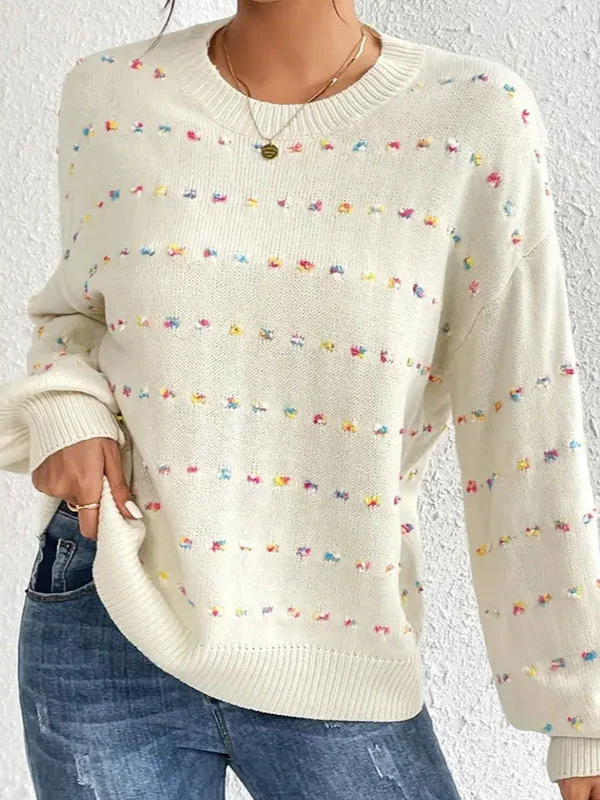 Women's Spring/Fall Plain Casual Long Sleeve Crew Neck Wool/Knitting Sweater