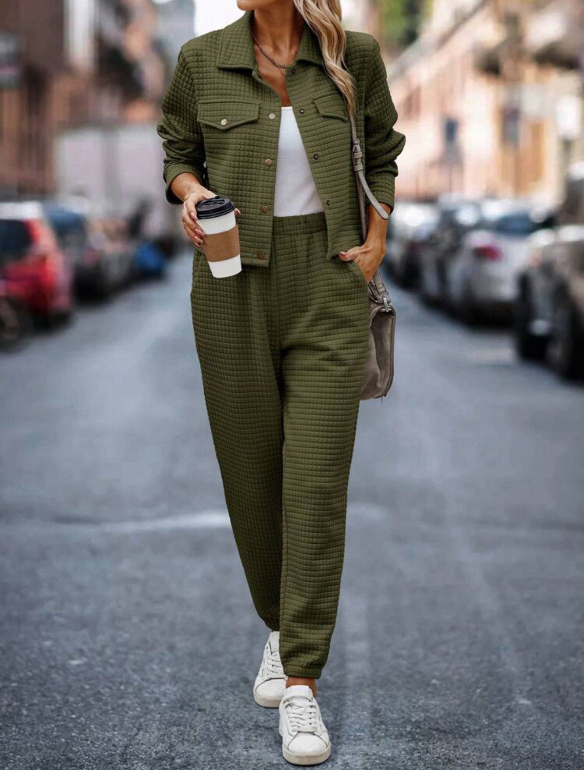 Women's Jersey Plain Daily Going Out Two Piece Set Long Sleeve Casual Spring/Fall Top With Pants Matching Set