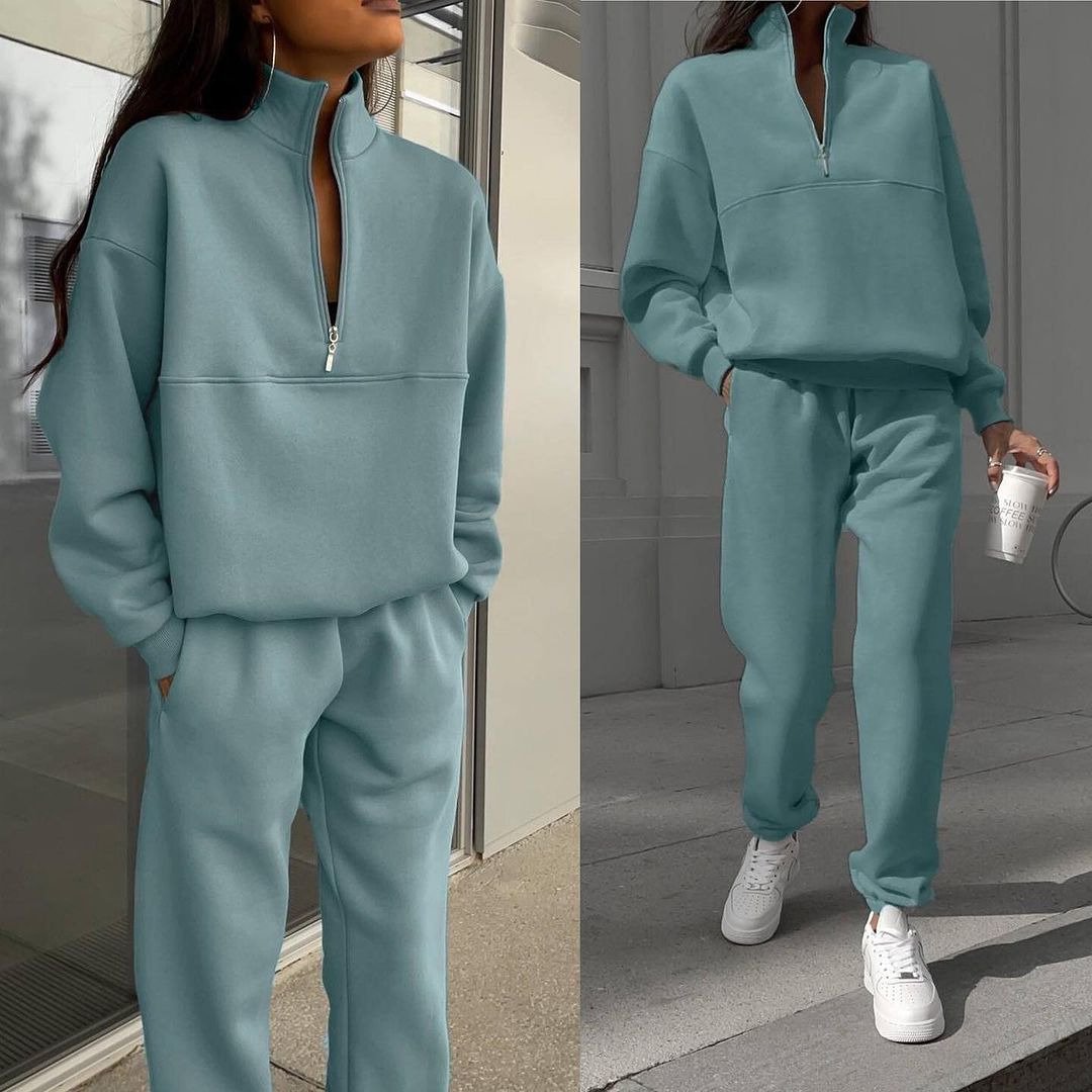 Women's Plain Daily Going Out Two Piece Set Long Sleeve Casual Spring/Fall Top With Pants Matching Set