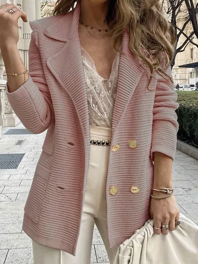 Women's Spring/Fall Outerwear Casual Plain Long Sleeve Shawl Collar Regular Blazer