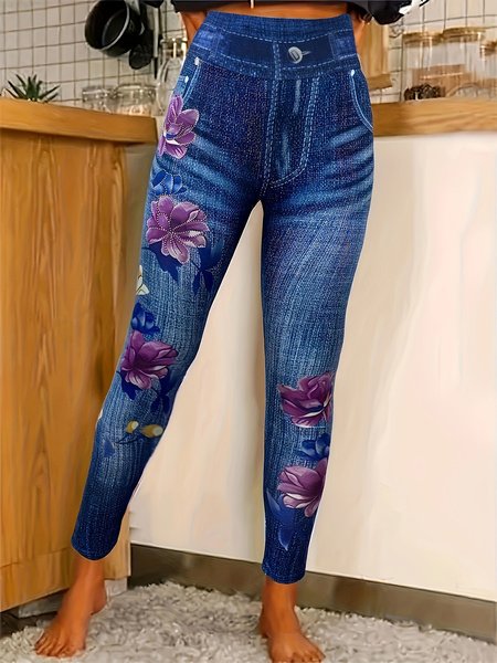 Women's Casual Floral Winter Long Leggings