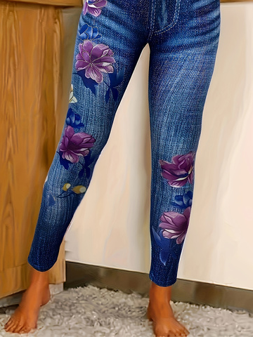 Women's Casual Floral Winter Long Leggings