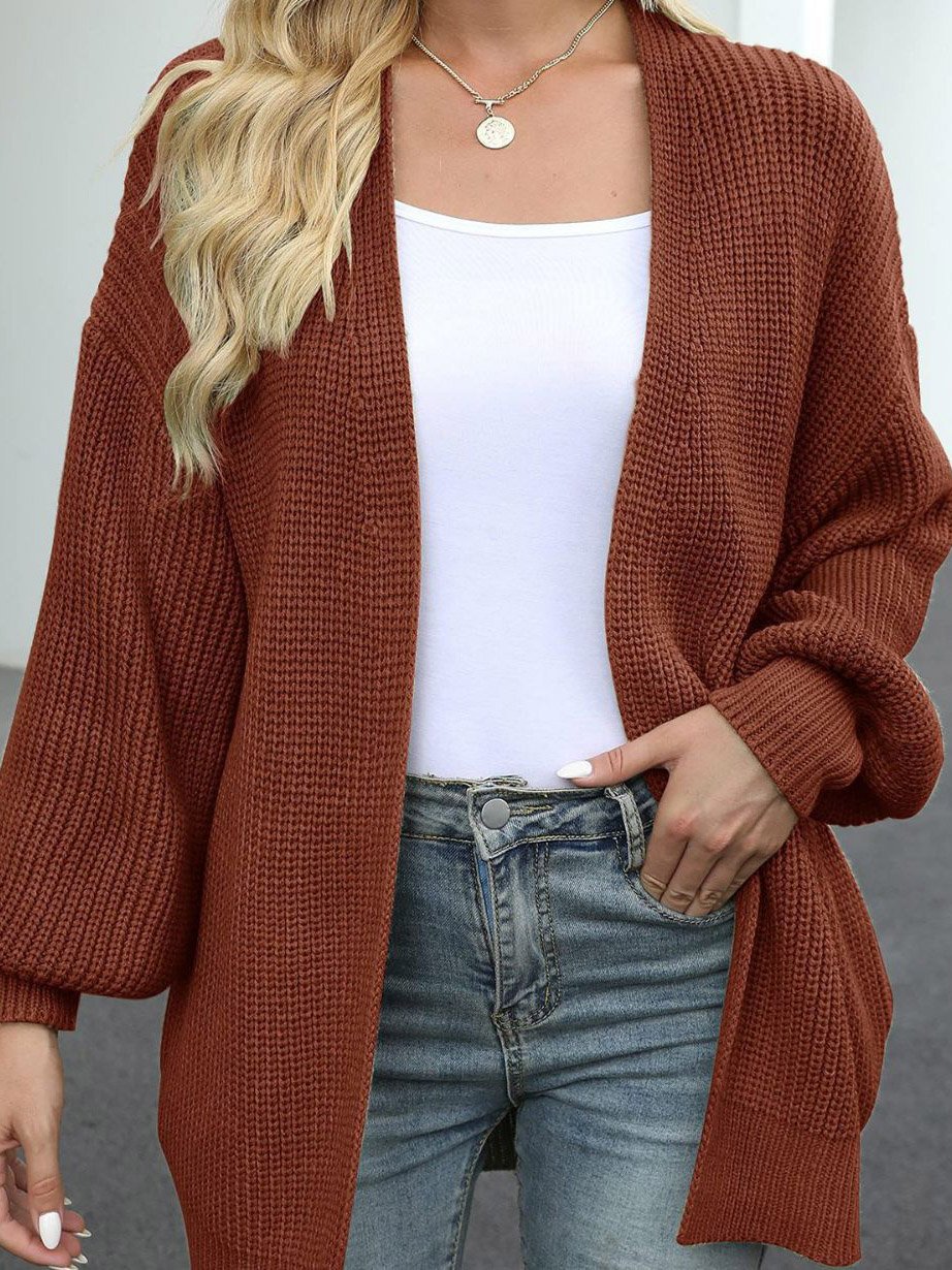 Women's Casual Winter Plain Wool/Knitting Cardigan