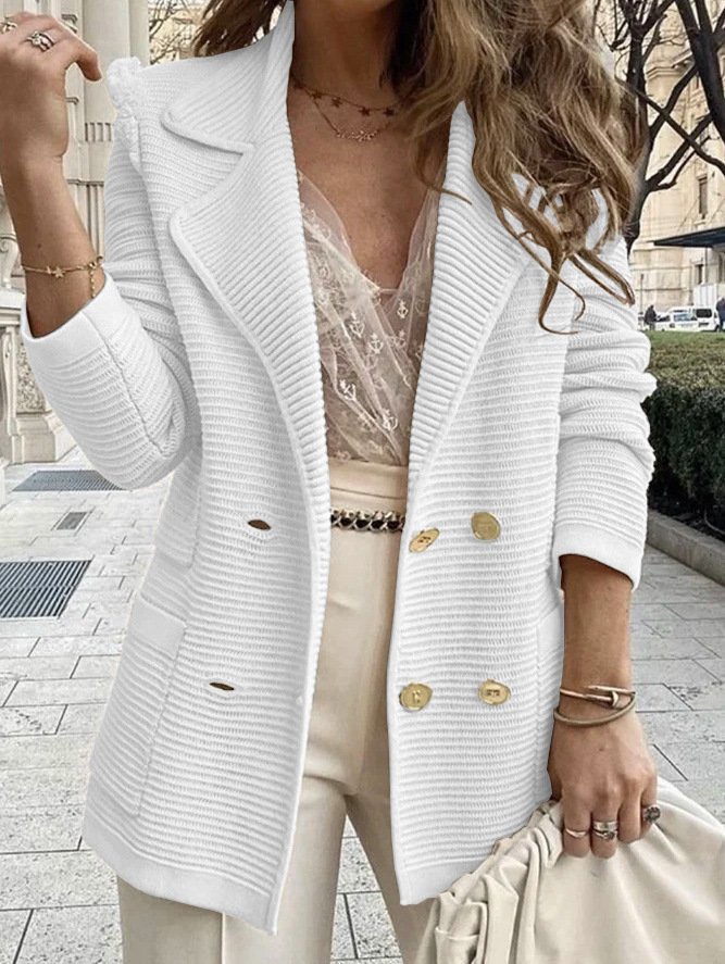 Women's Spring/Fall Outerwear Casual Plain Long Sleeve Shawl Collar Regular Blazer