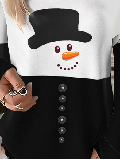 Women's Crew Neck Christmas Snowman Printing Casual Spring/Fall Long Sleeve Sweatshirt