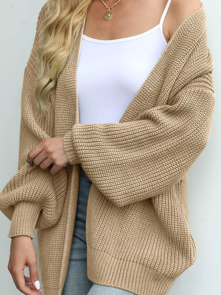 Women's Casual Winter Plain Wool/Knitting Cardigan