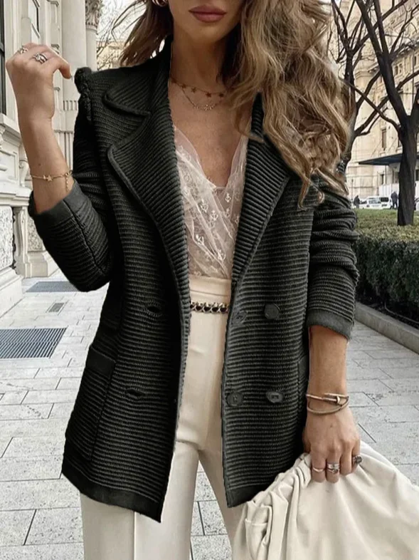 Women's Spring/Fall Outerwear Casual Plain Long Sleeve Shawl Collar Regular Blazer