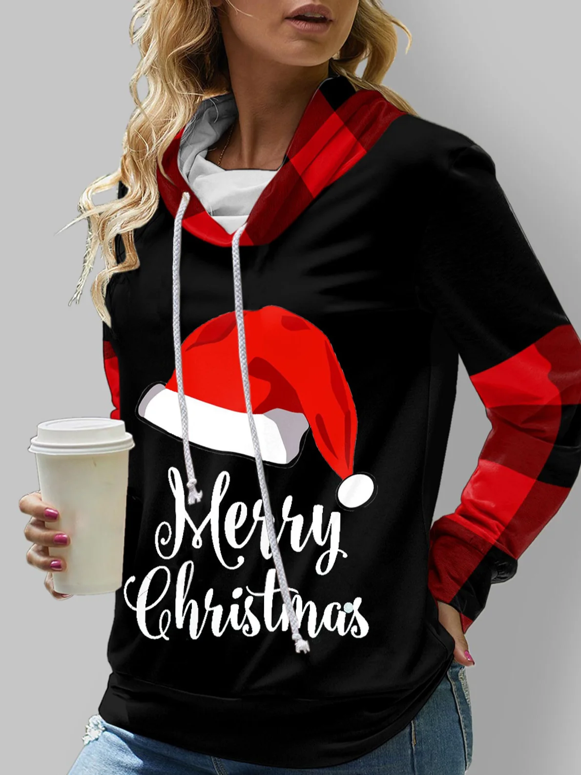 Women's Hoodie Christmas Zipper Casual Spring/Fall Long Sleeve Sweatshirt