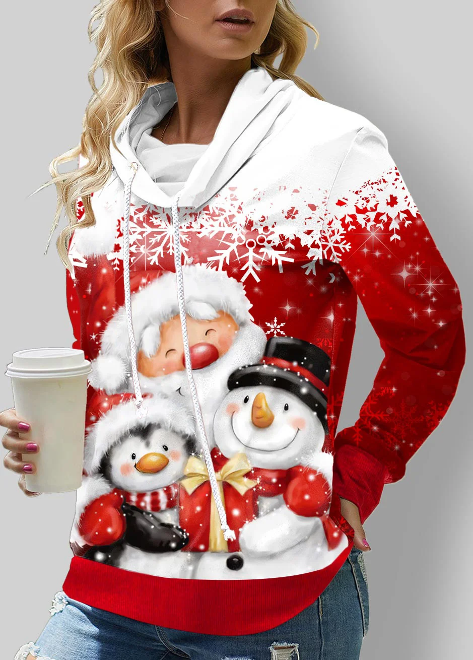 Women's Hoodie Christmas Zipper Casual Spring/Fall Long Sleeve Sweatshirt