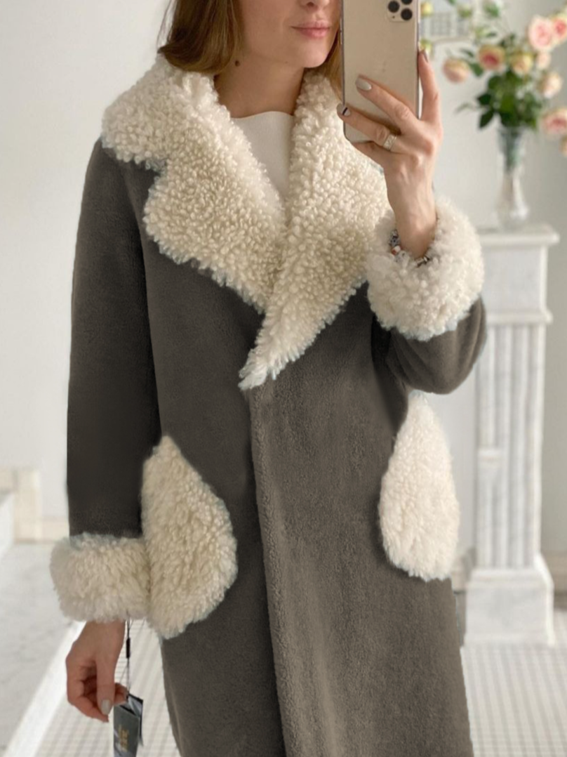 Women's Autumn Outerwear Casual Fluff/Granular Fleece Fabric Plain Long Sleeve Jacket