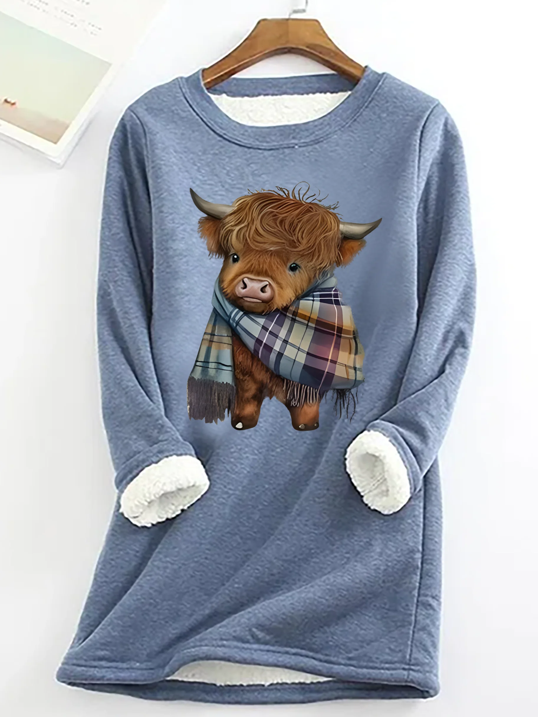 Women's Crew Neck Cattle Casual Spring/Fall Long Sleeve Sweatshirt