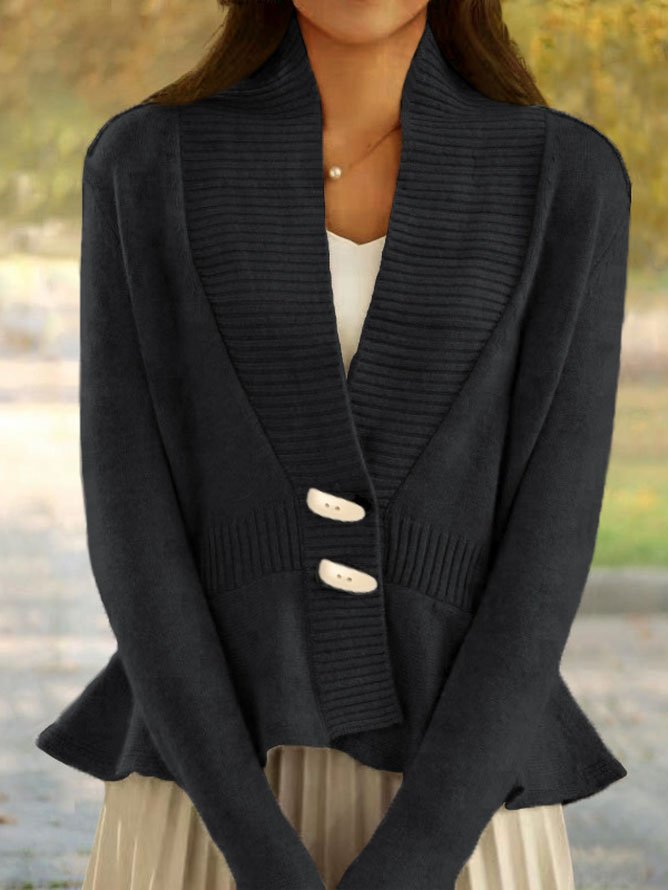 Women's Casual Winter Plain Wool/Knitting Cardigan