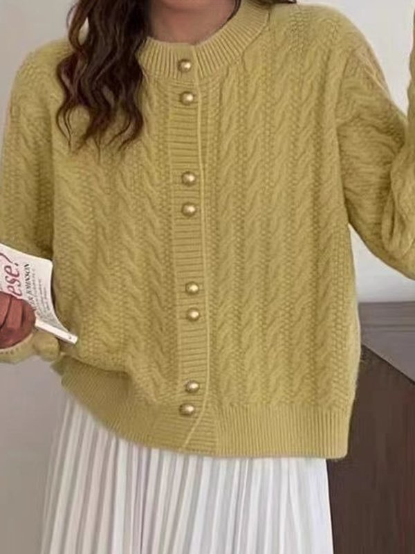 Women's Casual Winter Plain Wool/Knitting Cardigan