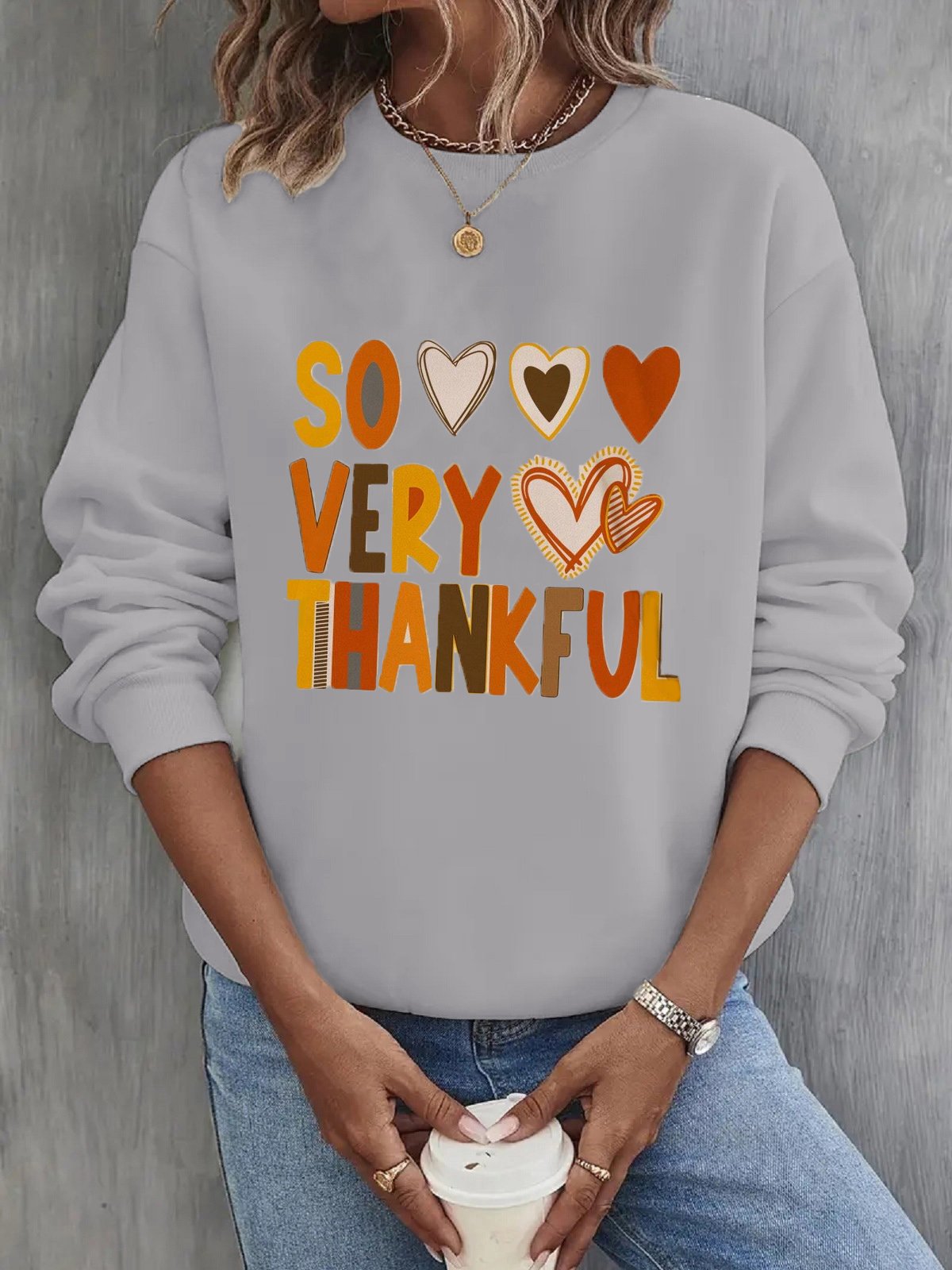 Women's Crew Neck Text Letters Casual Spring/Fall Long Sleeve Sweatshirt