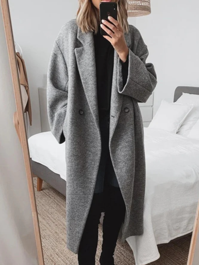 Women's Spring/Fall Outerwear Casual Plain Long Sleeve Lapel Collar Jacket