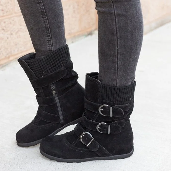 Plain Casual Winter Cotton-Padded Boots