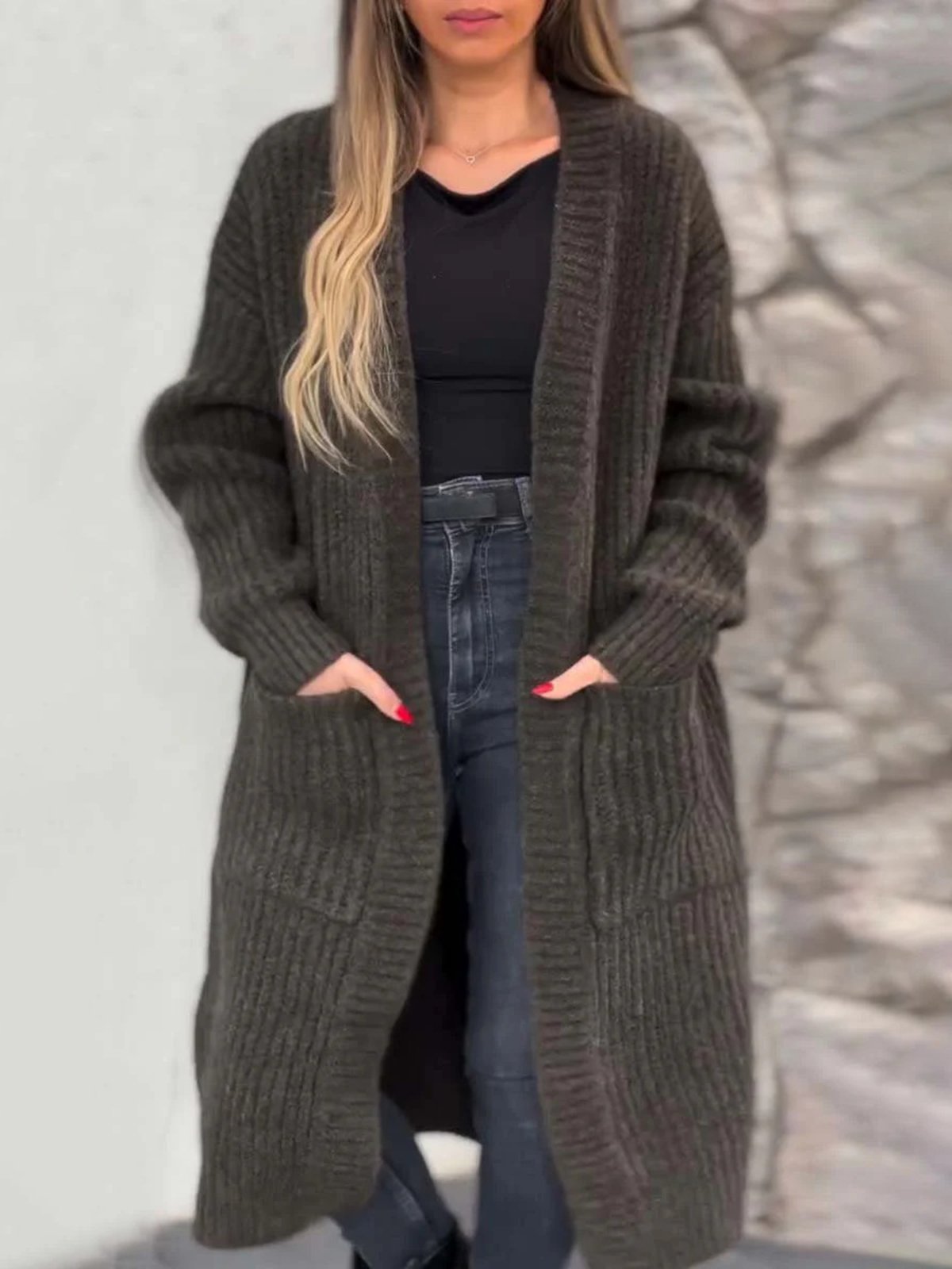 Women's Casual Winter Plain Wool/Knitting Cardigan