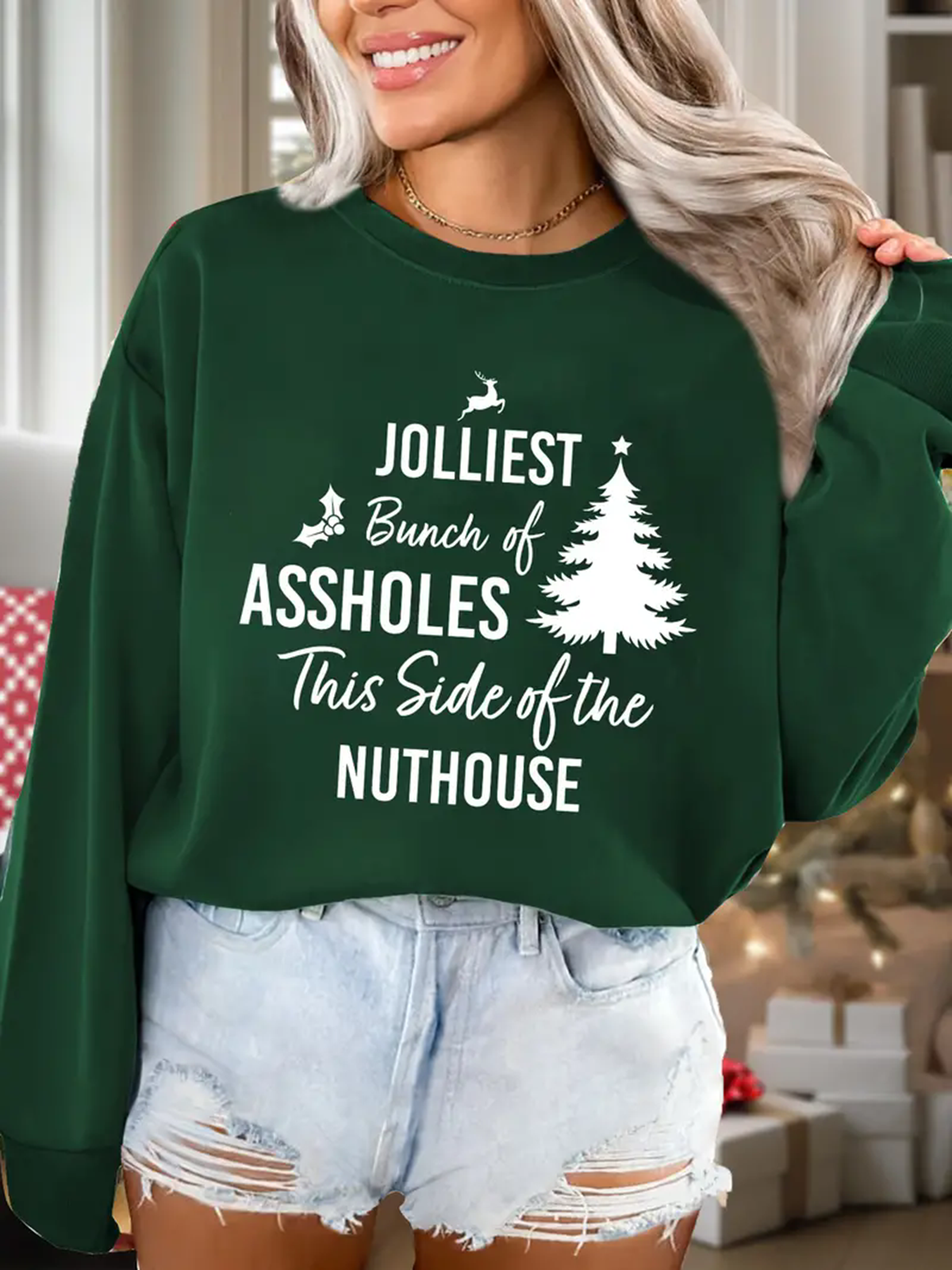 Women's Crew Neck Christmas Casual Spring/Fall Long Sleeve Sweatshirt