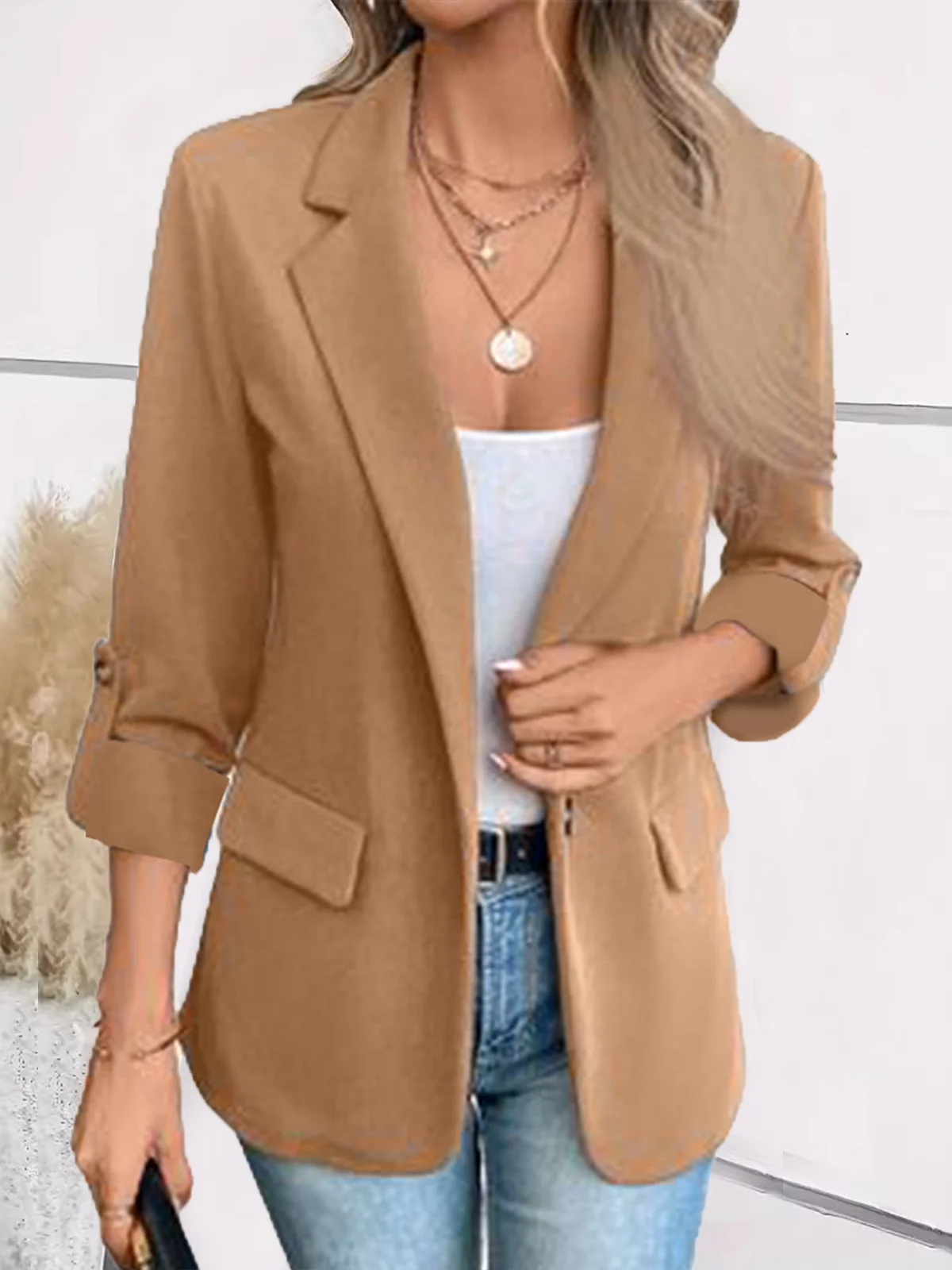 Women's Spring/Fall Outerwear Casual Floral Long Sleeve Lapel Collar Regular Blazer