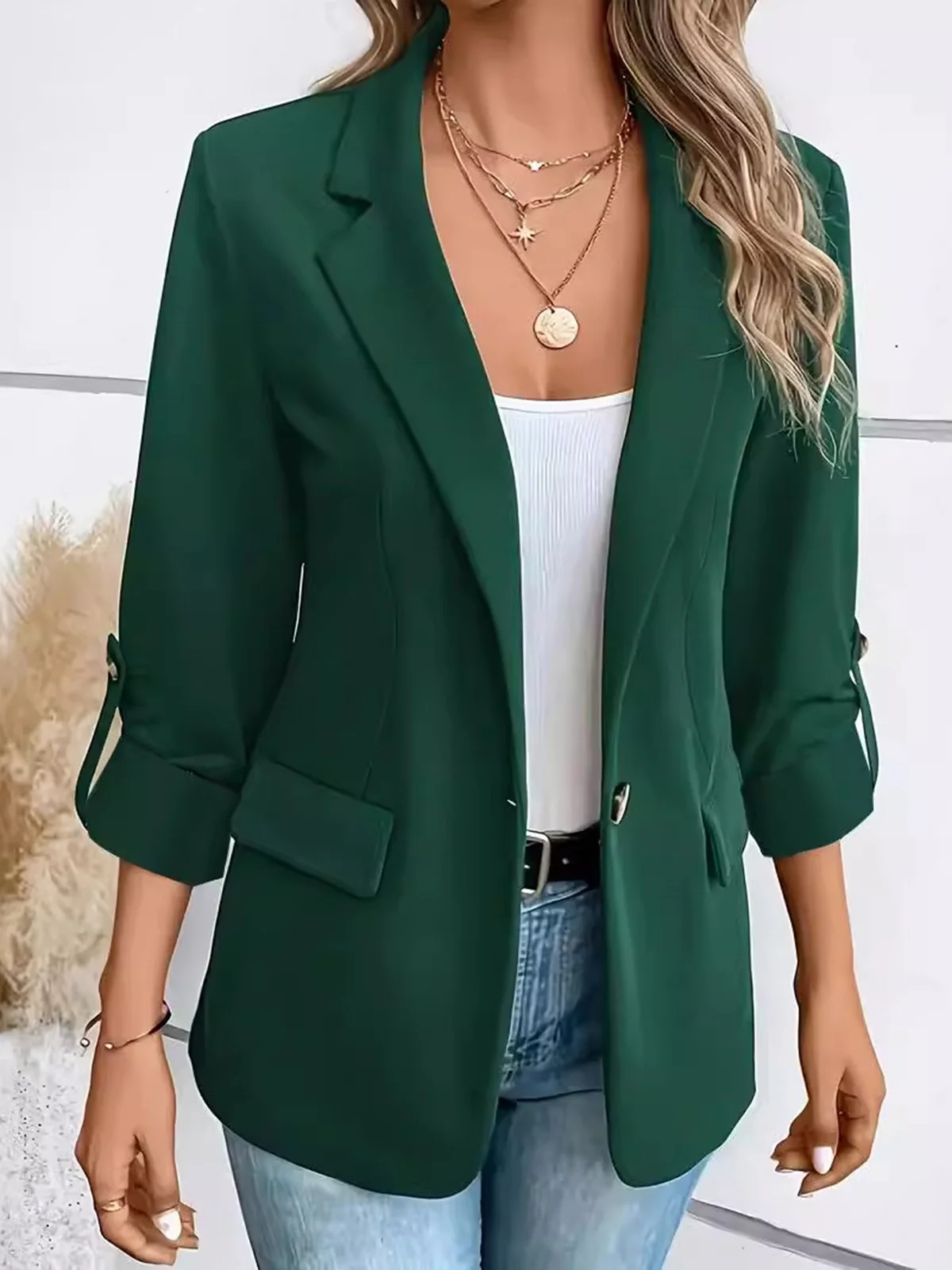 Women's Spring/Fall Outerwear Casual Floral Long Sleeve Lapel Collar Regular Blazer