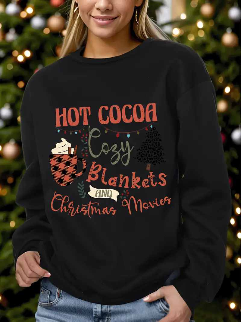 Women's Crew Neck Christmas Casual Spring/Fall Long Sleeve Sweatshirt