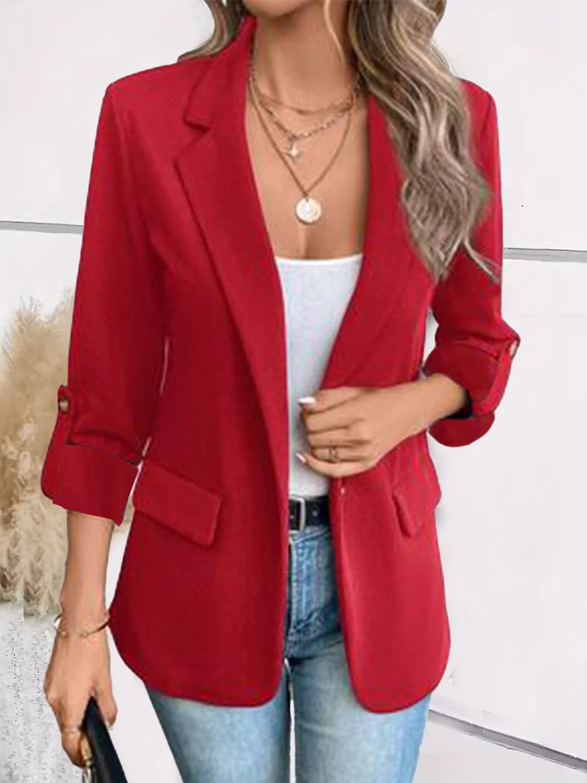 Women's Spring/Fall Outerwear Casual Floral Long Sleeve Lapel Collar Regular Blazer