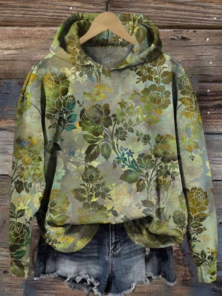 Women's Floral Spring/Fall Long Sleeve Casual Daily Hoodie