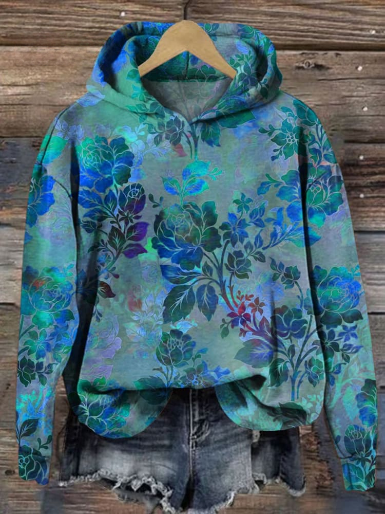 Women's Floral Spring/Fall Long Sleeve Casual Daily Hoodie