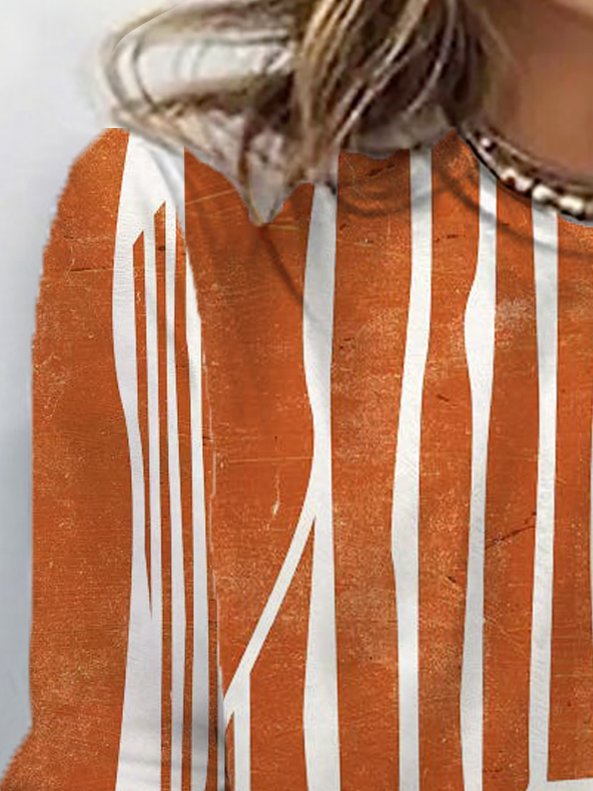 Women's Long Sleeve Tee T-shirt Spring/Fall Striped Jersey Crew Neck Daily Going Out Casual Top