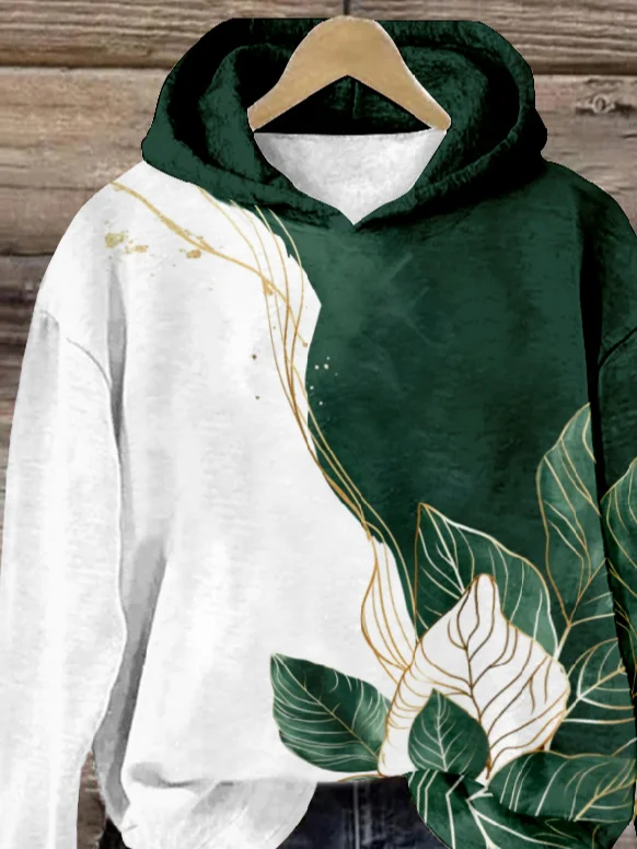 Women's Hoodie Leaf Zipper Casual Spring/Fall Long Sleeve Sweatshirt