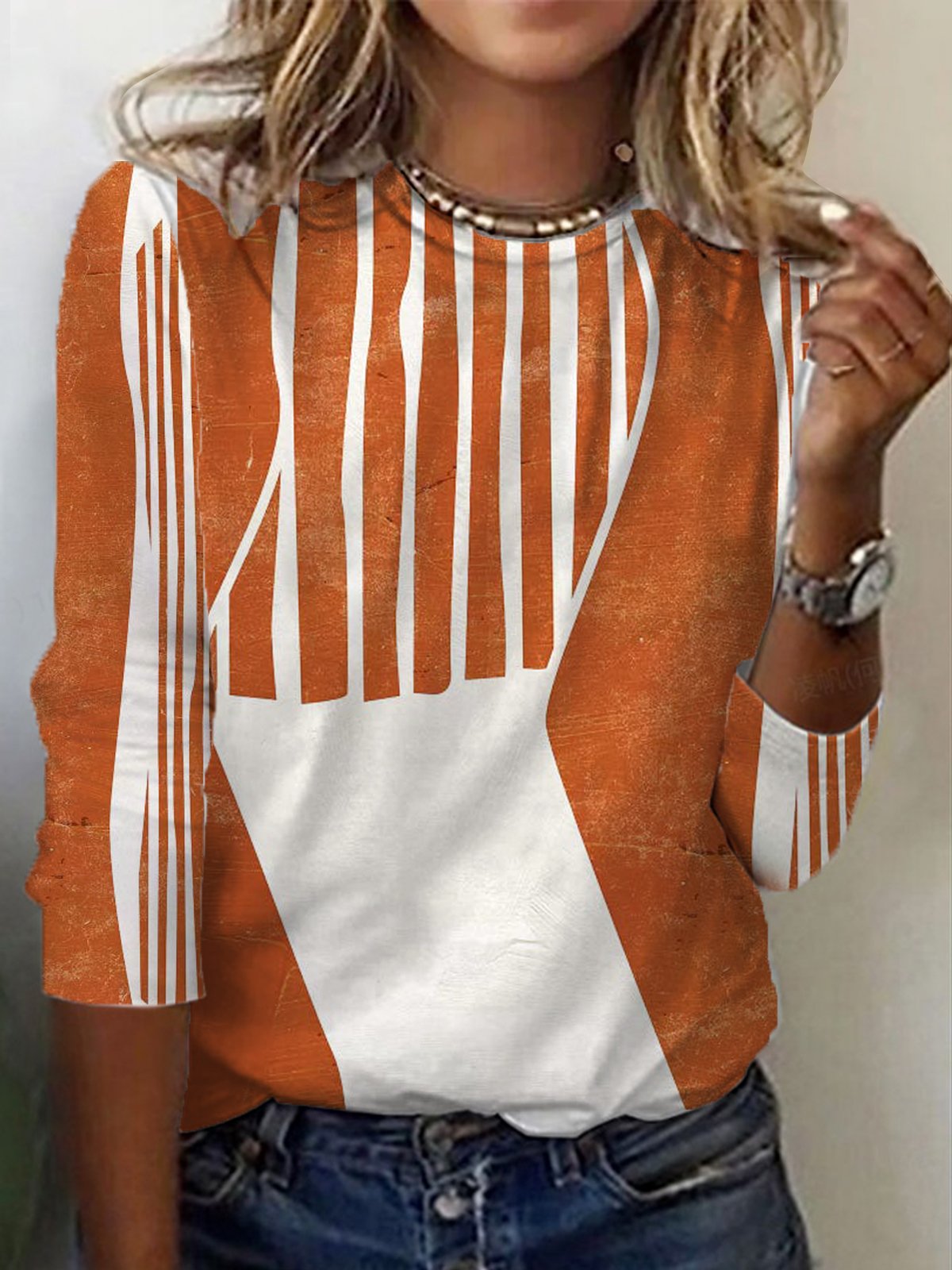 Women's Long Sleeve Tee T-shirt Spring/Fall Striped Jersey Crew Neck Daily Going Out Casual Top