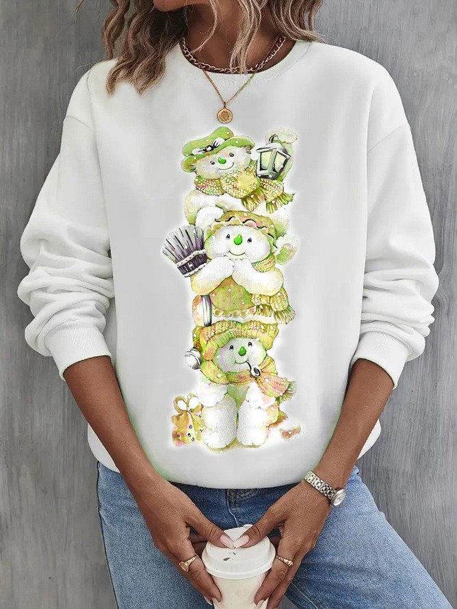 Women's Crew Neck Christmas Casual Spring/Fall Long Sleeve Sweatshirt