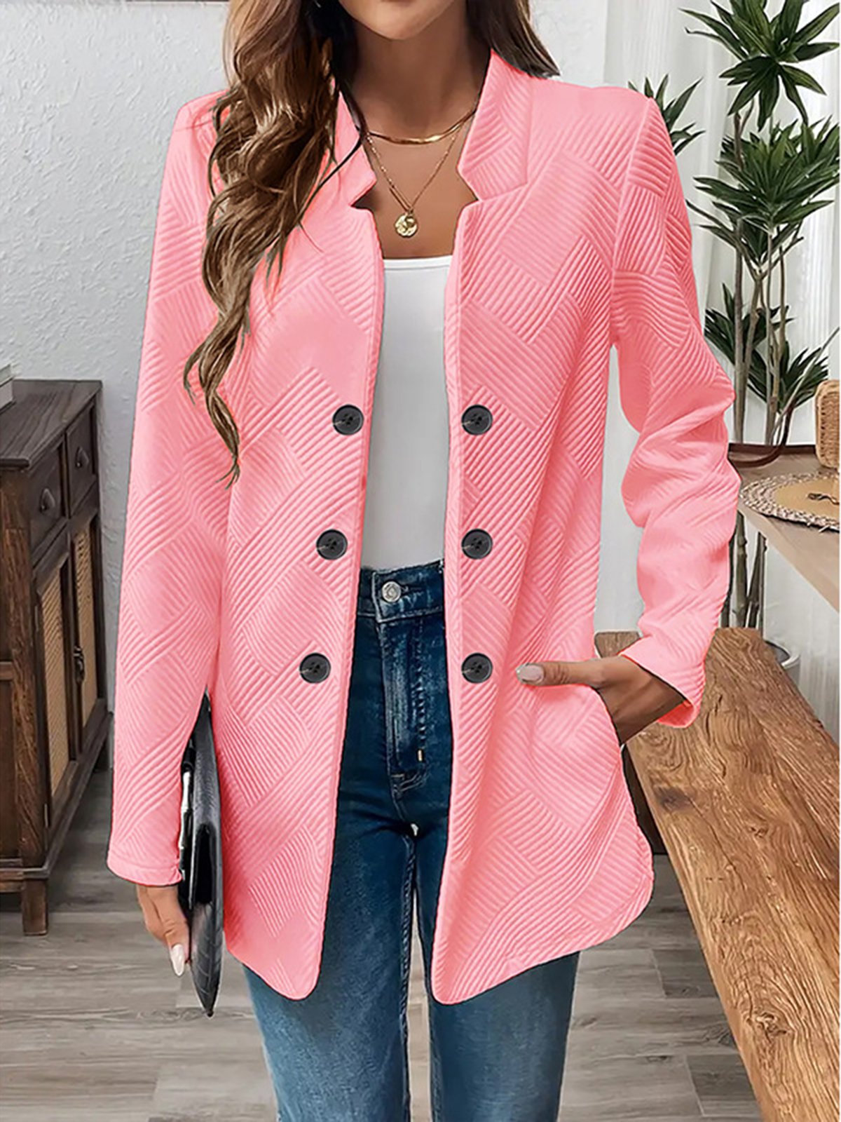 Women's Spring/Fall Outerwear Casual Plain Long Sleeve Jacket