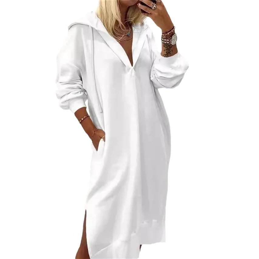 Women's Long Sleeve All Season Plain Dress Hoodie Daily Going Out Casual Midi H-Line