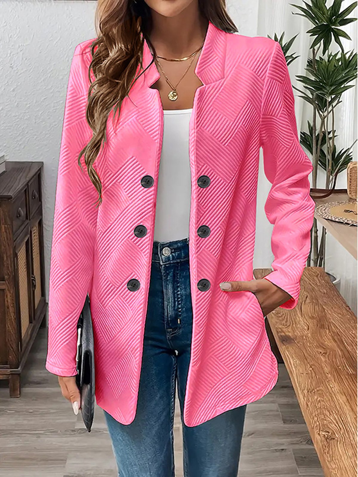 Women's Spring/Fall Outerwear Casual Plain Long Sleeve Jacket