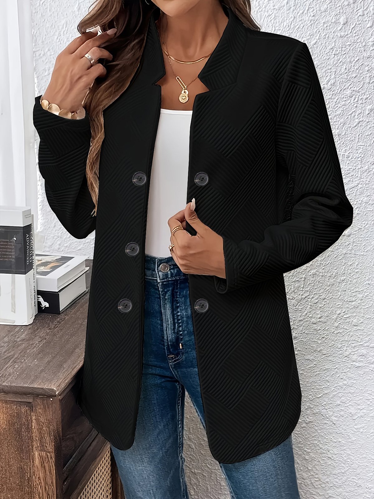 Women's Spring/Fall Outerwear Casual Plain Long Sleeve Jacket