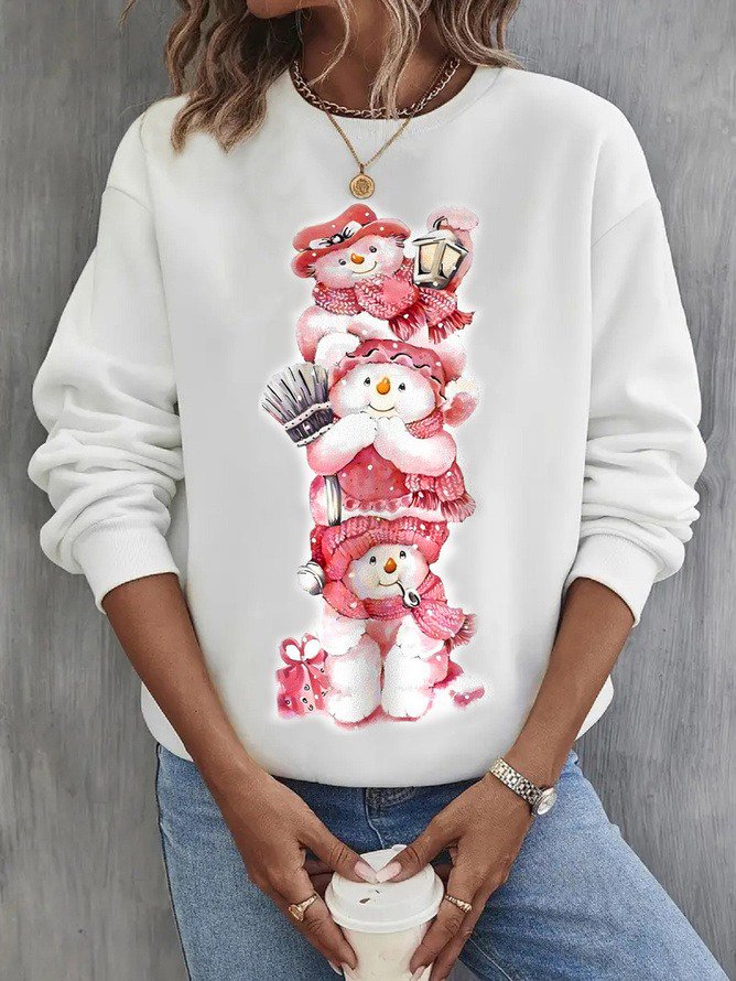 Women's Crew Neck Christmas Casual Spring/Fall Long Sleeve Sweatshirt